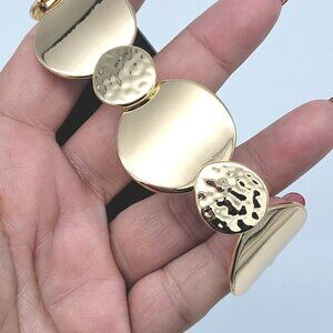 Lydell NYC Gold Tone Stretch Bracelet Hammered Polished Texture Contemporary NEW